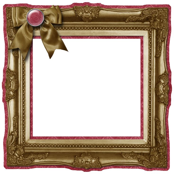 an ornate gold frame with a bow on top