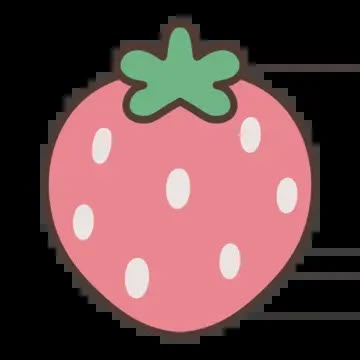 a drawing of a strawberry with green leaves on it's top and polka dots on the bottom