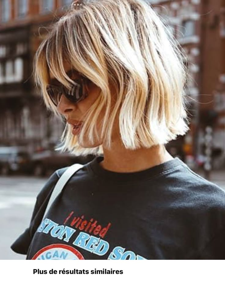 Short Blonde Hair Bobs, Blonde Bob With Bangs, Short Blonde Bobs, Blonde Hair Transformations, Messy Bob Hairstyles, Hair Magic, Blonde Hair With Bangs, Chin Length Hair, Blonde Hair Looks