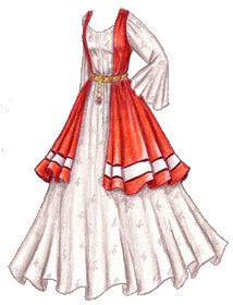 a drawing of a woman's dress in red and white