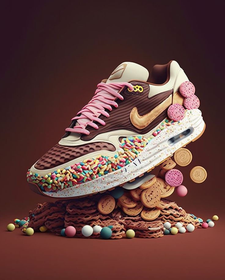 What would you name these?? Shoe inspired by Ai and made by Shoe Bakery. 🎨🤖 Ai art by @martenkuipers #shoebakery #aiart #handmade #customshoes #customairmaxes #ai Custom Shoes, Air Max, Nike Shoes, Candy, Nike, Sneakers, Art