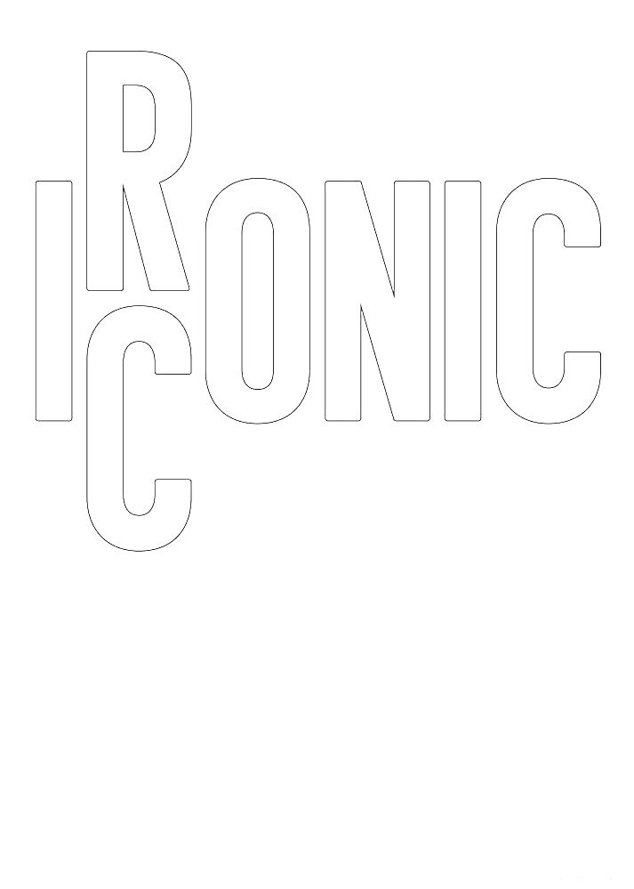 the word ironic is made up of letters that appear to be black and white in color