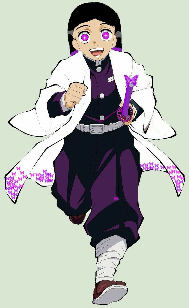 an anime character with purple eyes and a white coat