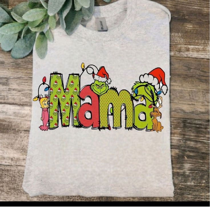 Cute Design ! Custom Made And Will Ship Within A Few Days! On Gildan Unisex Short Sleeve Check Out My Page For More Designs Cute Cricut Christmas Shirts, Grinch Theme Shirts, Grinch Couple Shirts, Christmas Themed Shirts, Cricut Family Christmas Shirts, Grinch Birthday Shirts, Christmas Mama Shirt, Multicolor Printed Christmas Tops, Holiday Multicolor Graphic Print Tops