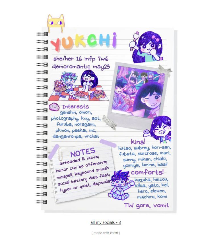 an open notebook with pictures and words on the page, in which there is a cartoon character