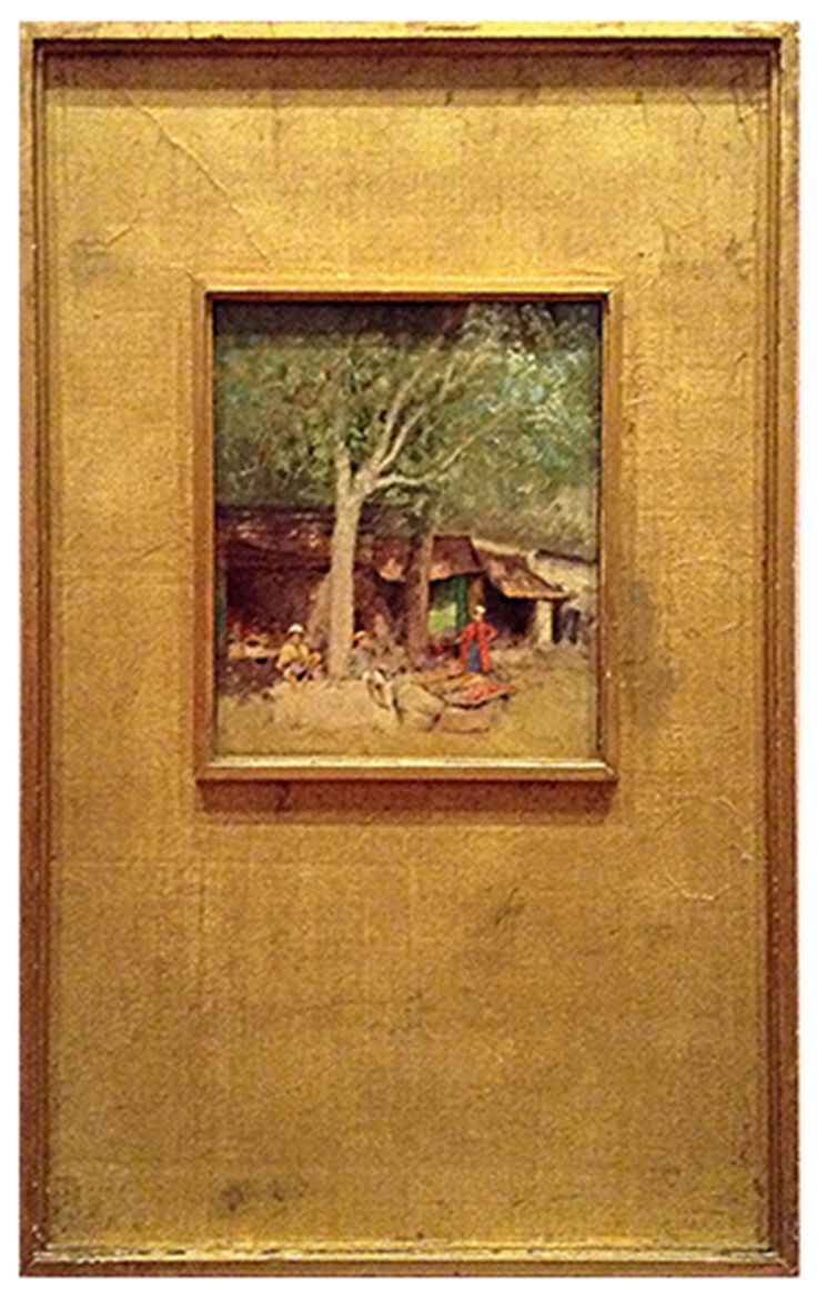 an old painting hanging on the wall