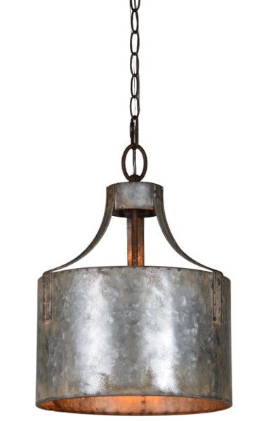 a large metal light fixture hanging from a chain