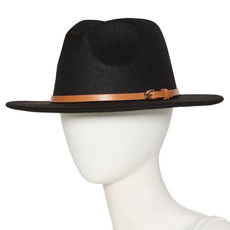 A.n.a's women's fedora is a chic cold-weather accessory to have on hand. Crafted from felt-like fabric with a contrast faux leather ribbon trim around the base, this hat is a must-have to wear with your favorite outfits.Features: Adjustable StrapsBase Material: 100% PolyesterLining: UnlinedCare: Spot CleanBrim Width: 2 1/2 InchCountry of Origin: Imported Elegant Fall Travel Hat, Chic Wool Fedora For Fall, Elegant Felt Hat For Travel In Fall, Elegant Felt Hat For Fall Travel, Chic Wool Fedora For Winter, Chic Winter Wool Fedora, Chic Short Brim Fedora For Winter, Chic Brimmed Felt Hat For Fall, Chic Winter Fedora With Short Brim