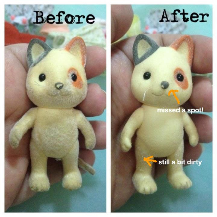 the before and after pictures show how to make an adorable cat doll with fake hair