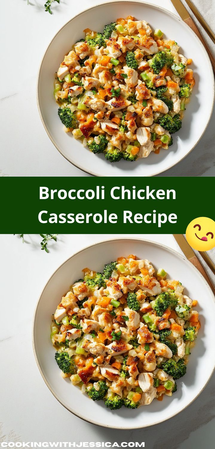 broccoli chicken casserole recipe on two white plates