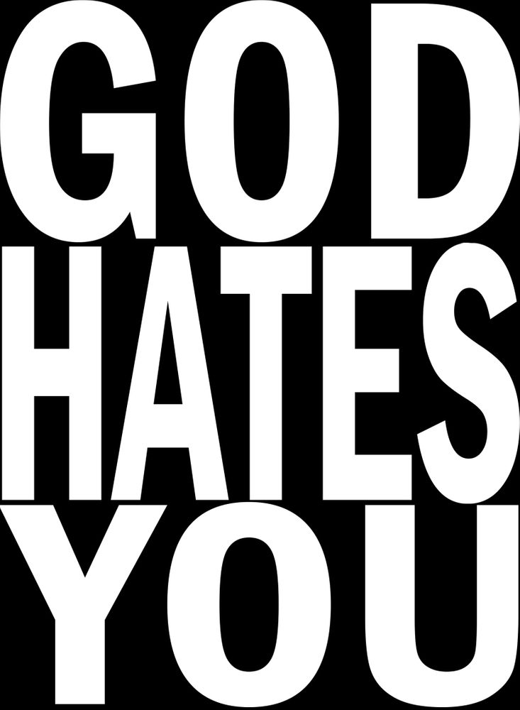 god hates you (white font) T-shirt by Sinister Star - Black - LARGE ...