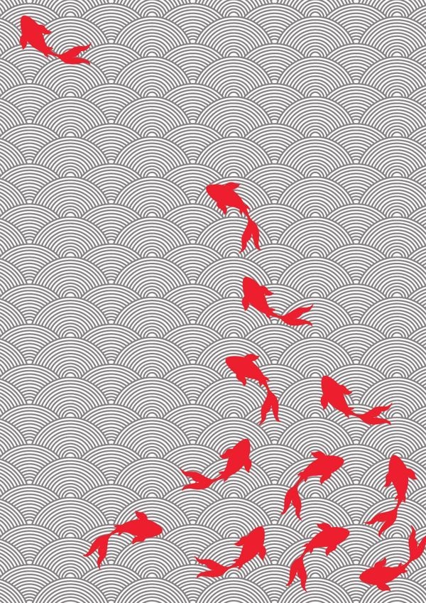 Art de Kapach Koi Wallpaper, L Wallpaper, Asian Design, Design Textile, Japanese Patterns, Sumi E, Creative Posters, Wallpaper Design, Japanese Design