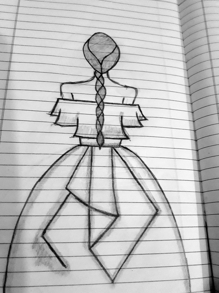 a drawing of a woman's dress on lined paper