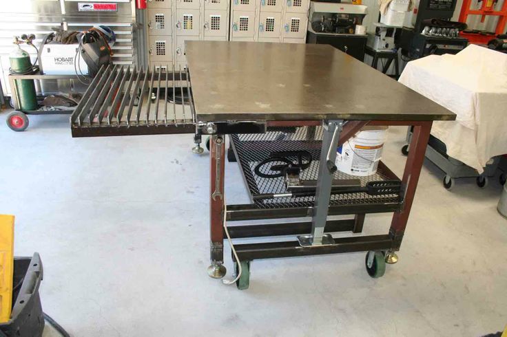 a workbench in a garage with lots of tools