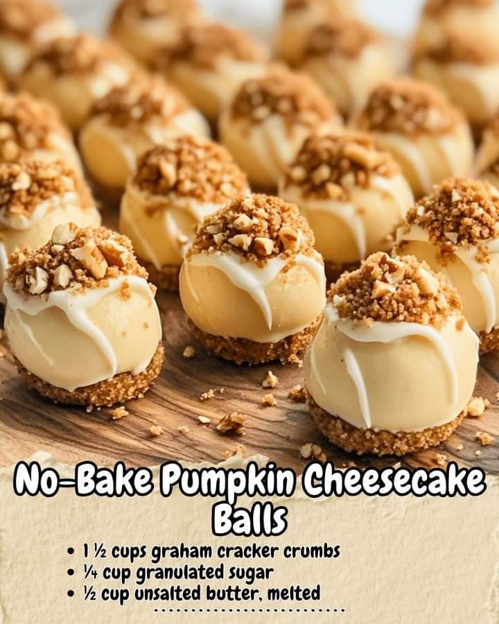 no bake pumpkin cheesecake balls with graham crackers