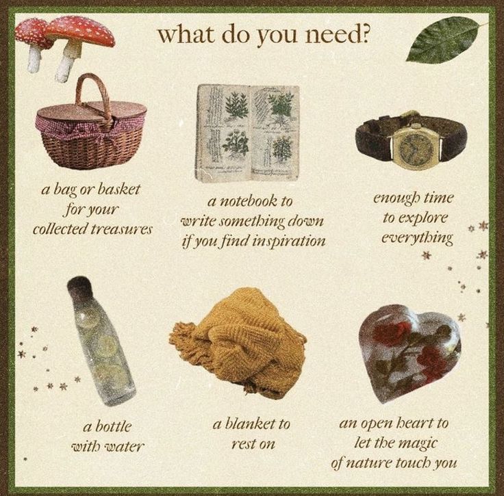 what do you need? poster with pictures and text on it, including an open heart to get the magic out of nature touch