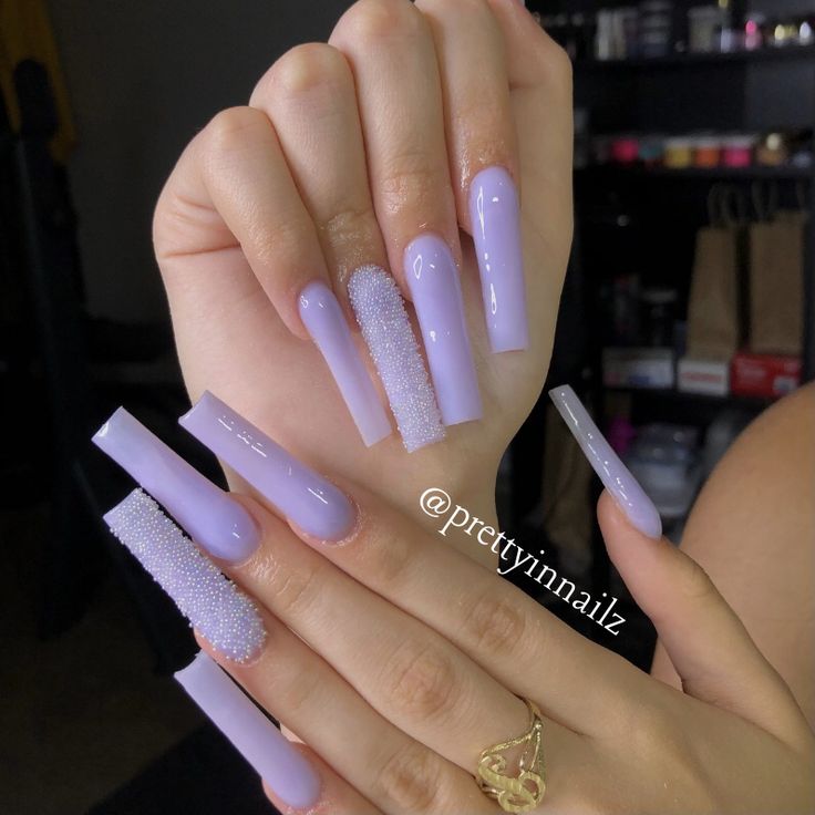 Purple Acrylic Nails Tapered Square, Pixie Crystals Nails, Nail Inspo Xl Square, Purple Tapered Square Nails, Purple Acrylic Nails Square, Purple Long Acrylic Nails, Long Tapered Square Acrylic Nails, Tapered Square Nails Design, Xl Nails Design