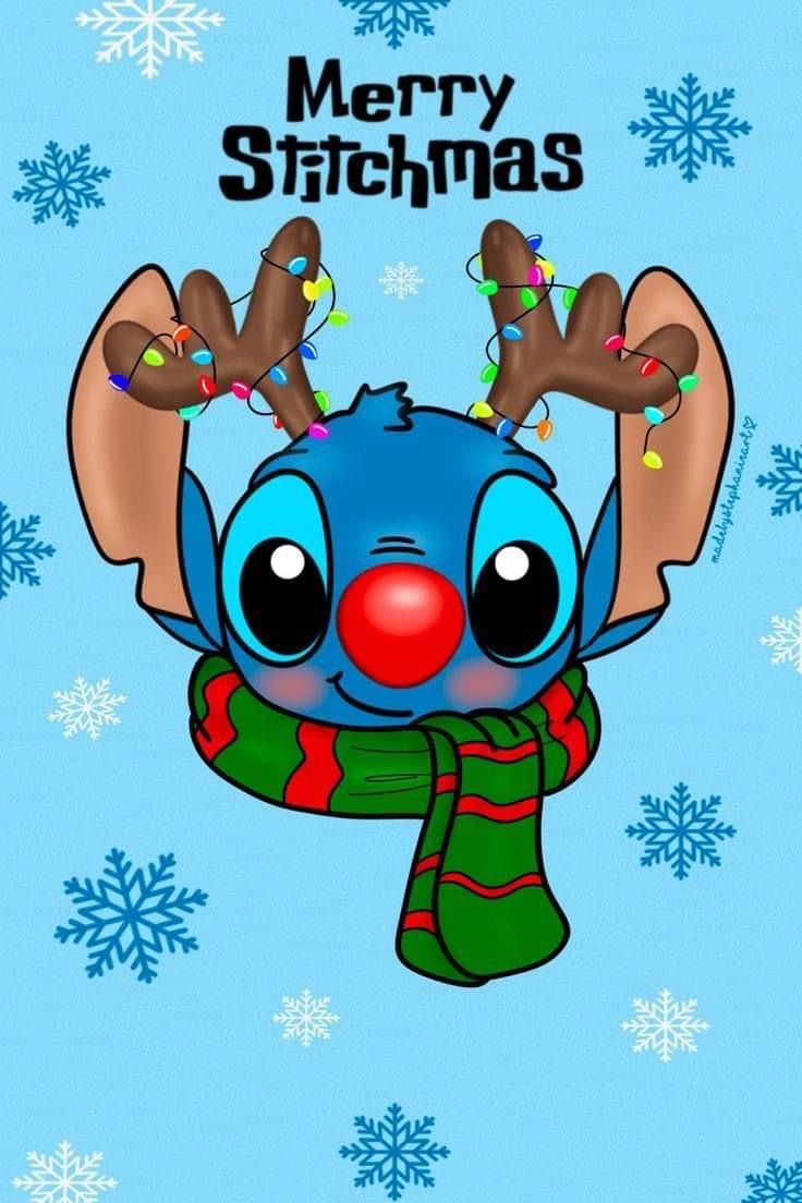 a cartoon character with reindeer antlers on it's head and scarf around his neck