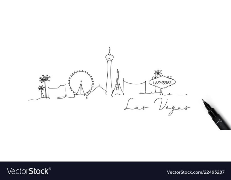 the las vegas skyline drawn with a pen