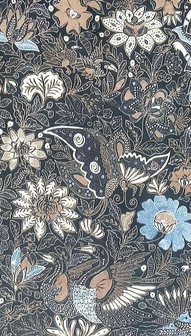 an intricately designed fabric with flowers and birds