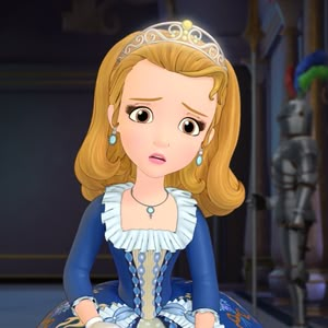 an animated image of a princess sitting on top of a blue ball gown and wearing a tiara