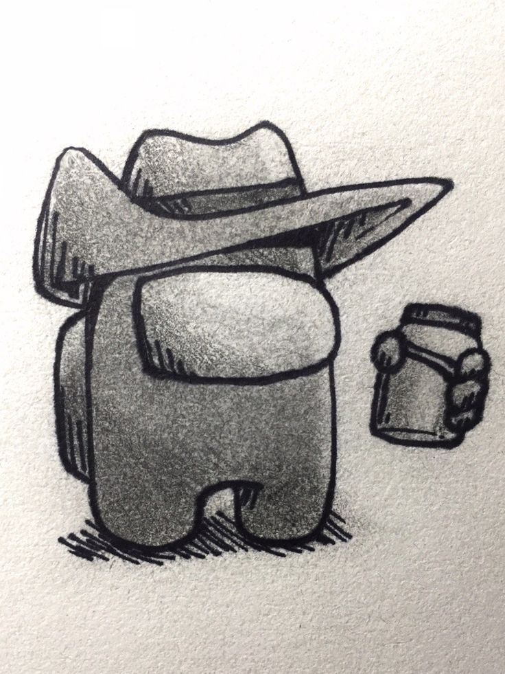 a drawing of a cowboy hat sitting on top of a chair next to a jar