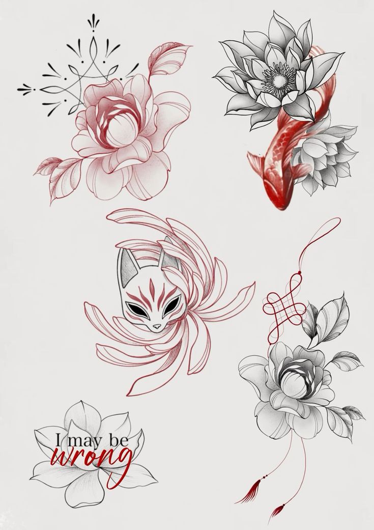 some flowers and masks on a white background