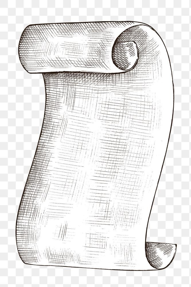 a drawing of a scroll on a piece of paper with a hole in the middle