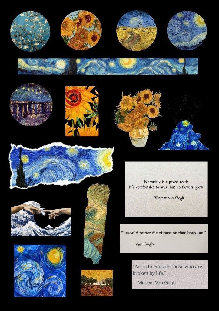 an art project with pictures and words about the creation of van goghn's starry night