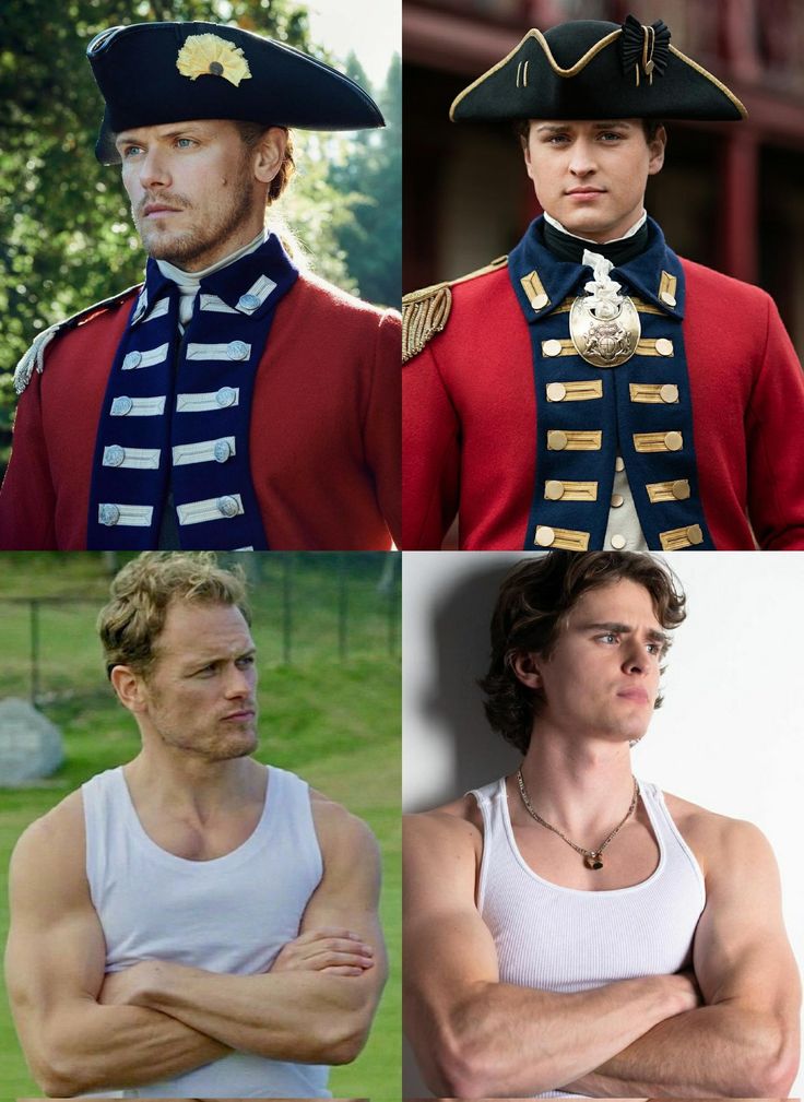 four different pictures of men in uniforms and one is wearing a pirate's hat