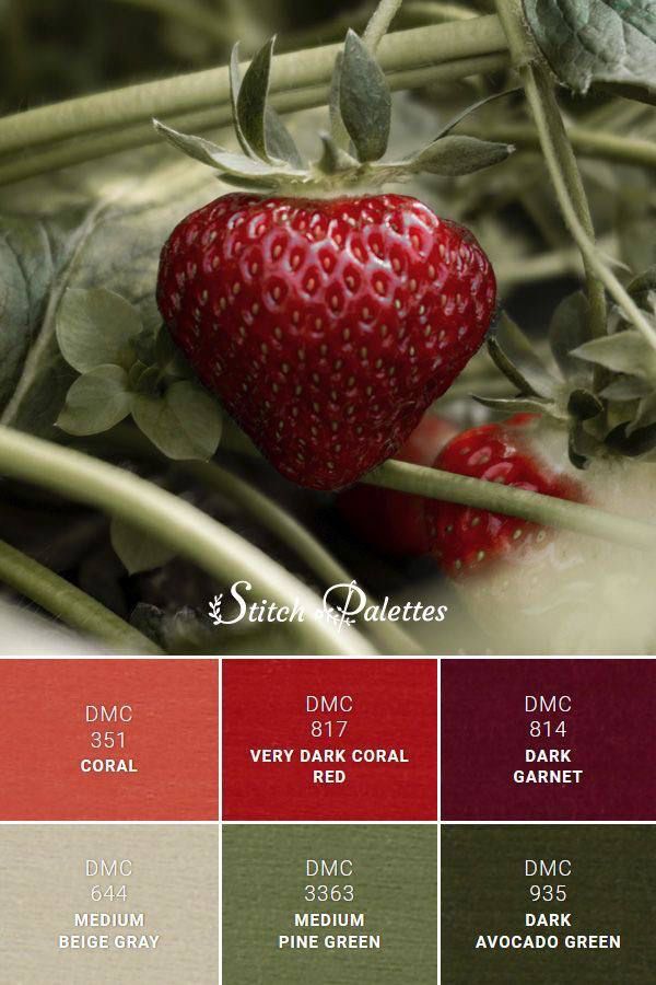 the color scheme is red, green, and beige with some strawberries on it