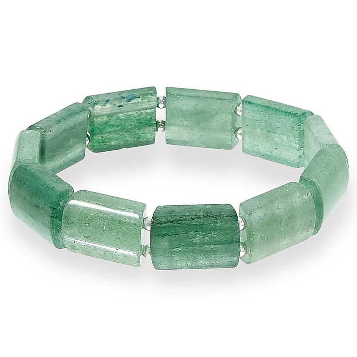 Jay King Sterling Silver Green Strawberry Quartz Stretch Bracelet  Add a touch of beautiful gemstone color to your wrist with this easy-to-wear stretch bracelet. It features rectangular stations of pastel-green strawberry quartz and sterling silver bead accents in a fun, fashionable design. From Jay King.       Approx. 7-1/2"L x 1/2"W; fits 7-1/4" to 7-3/4" wrist     Stamped .925     Stretch bracelet has rectangular stations of green quartz alternating with pairs of round, sterling silver spacer beads   Stone Information       All sizes and weights approximate     Stabilized Green Strawberry Quartz - Freeform (18x13mm); mined in Brazil Green Strawberry, Jewelry King, Color Bands, Green Quartz, Strawberry Quartz, Silver Bead, Pastel Green, Sterling Silver Bead, Stretch Bracelet