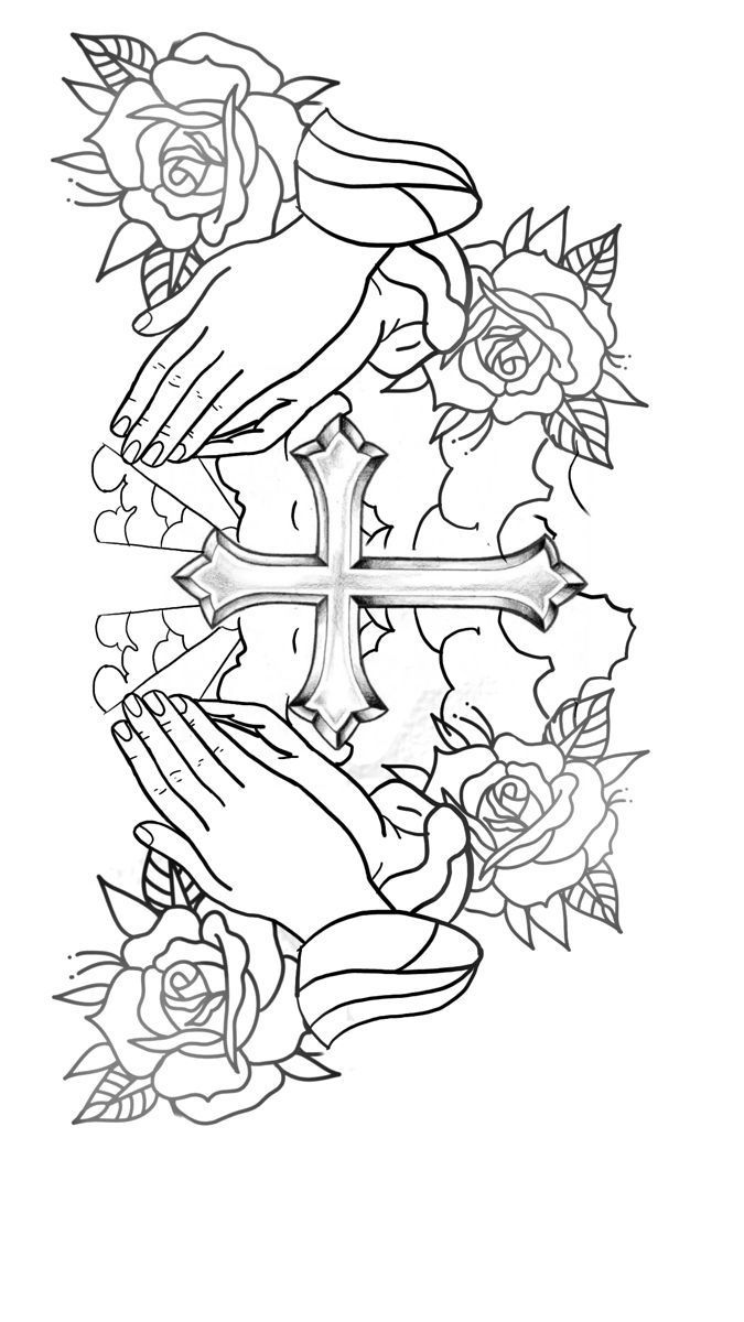 a cross with roses on it and two hands holding the cross in front of it