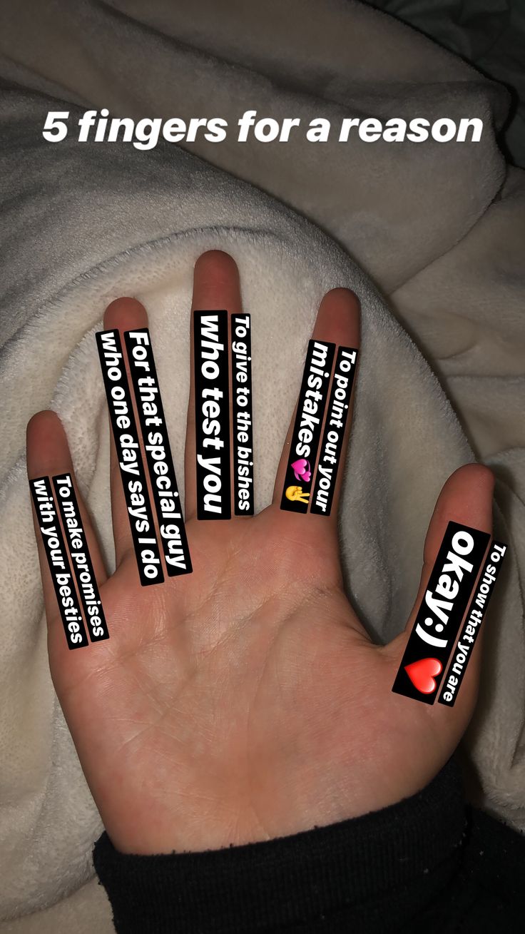 five fingers for a reason stickers on the palm of a person's hand