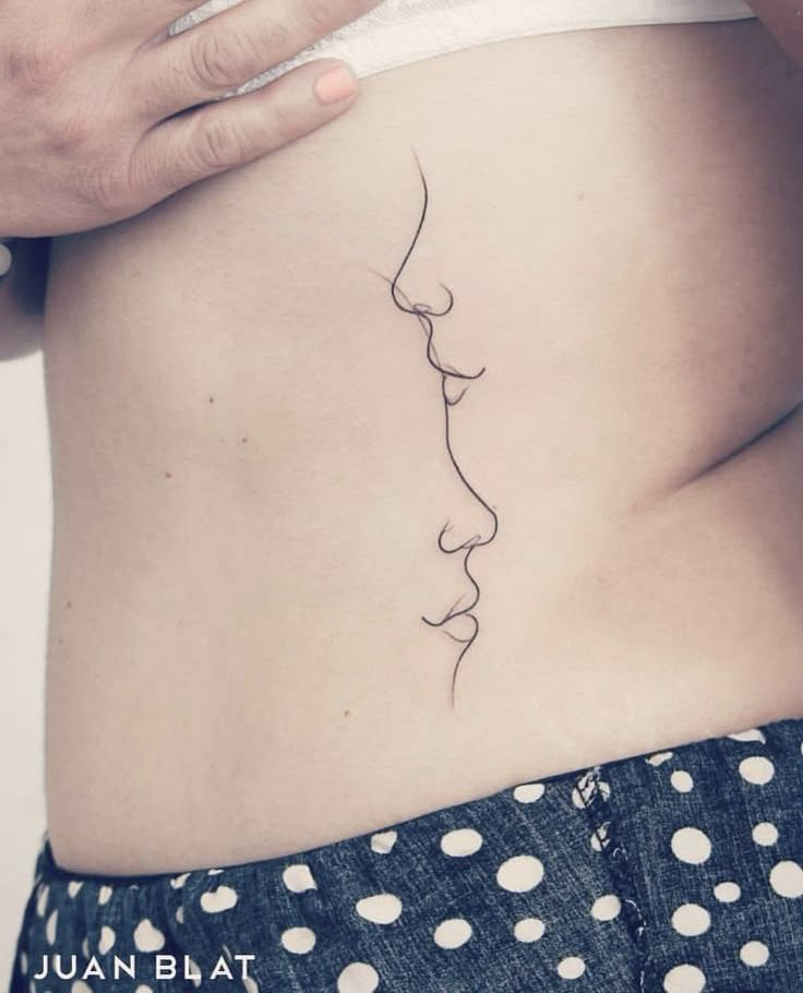 a woman's stomach with a line drawing on it