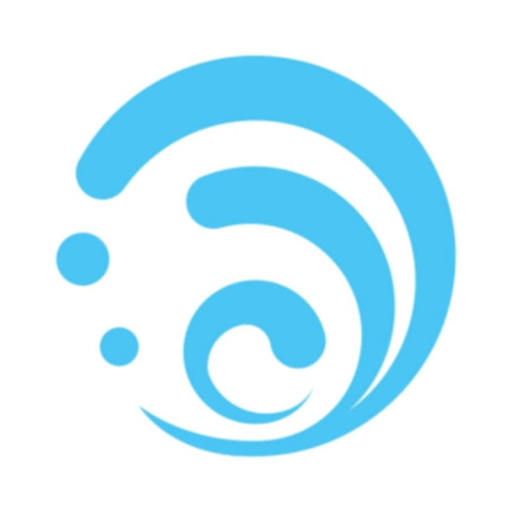 an abstract logo with blue circles and bubbles