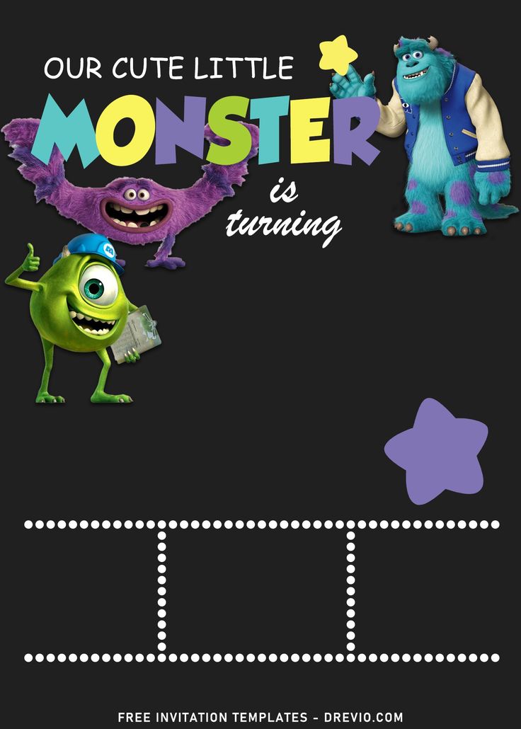 the monsters birthday party flyer is designed to look like they are having fun with each other