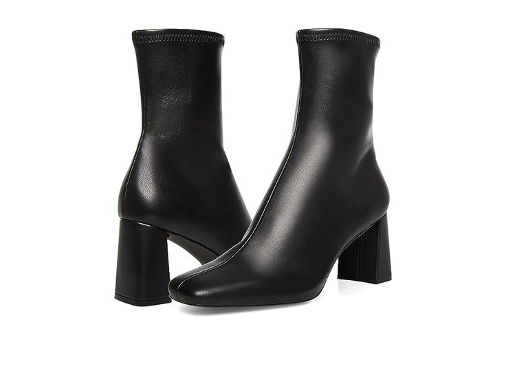 Steve Madden Harli - Women's Shoes : Black : Flaunt your sumptuous choice in fashion as you take your steps in the Steve Madden Harli Boots. Sculpted with a modern square toe and lifted by an on-trend block heel, these ankle boots offer an instant dose of elegance to your outfit. They are formed with a faux leather and synthetic upper paired with textile and faux leather lining and come with a zippered entry for ease of wear. Comfortable padded footbed. Synthetic outsole. Imported. Measurements: Heel Height: 2 3 4 in Circumference: 9 1 2 in Shaft: 6 1 4 in Product measurements were taken using size 7, width M. Please note that measurements may vary by size. Black Shoes Women, Mid Calf Boots, Mid Calf, Types Of Fashion Styles, Steve Madden, Block Heels, Sandals Heels, Heel Height, Ankle Boots