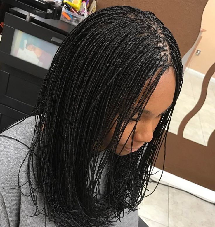 Mid-Length Lob Micro Braids Tiny Braids, Micro Braids Styles, Invisible Braids, Plait Styles, Micro Braids Hairstyles, Bob Braids Hairstyles, Hair Transition, Bob Braids, Small Braids