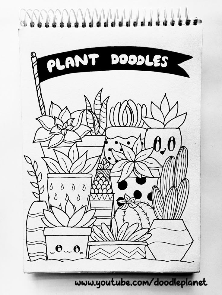 a coloring book with plants and animals on the cover, which reads plant doodles