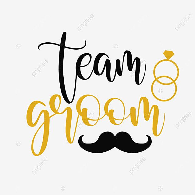 the phrase team groom with a mustache and ring