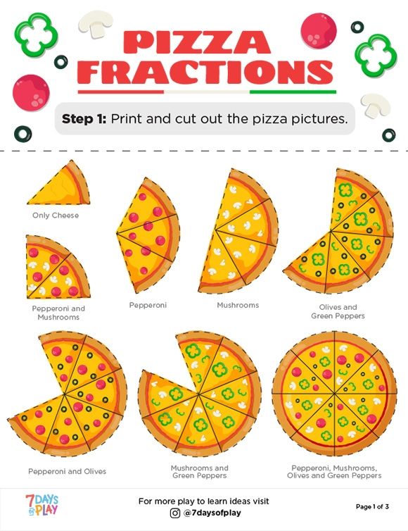 the instructions for how to cut and use pizza fractions in this worksheet