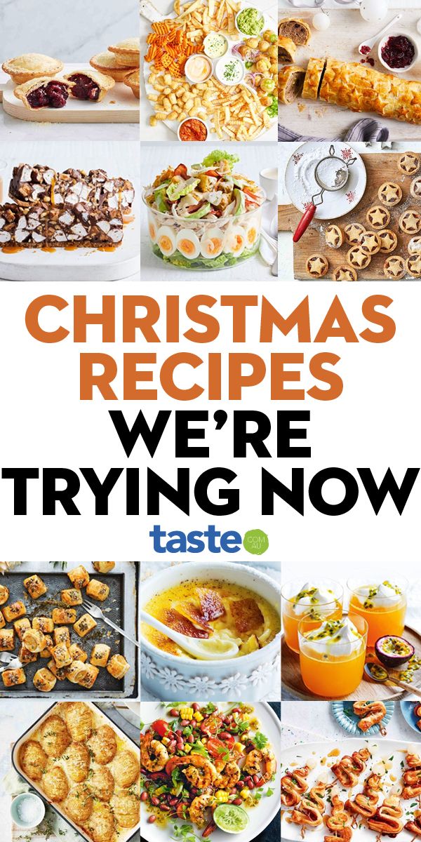 the cover of christmas recipes we're trying now, with pictures of different types of food