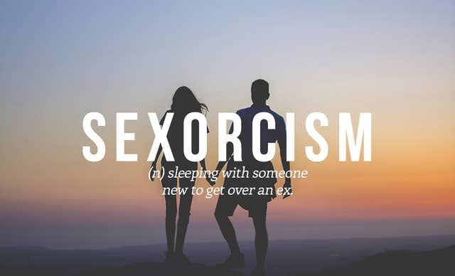 two people standing next to each other with the words sexorisism in front of them