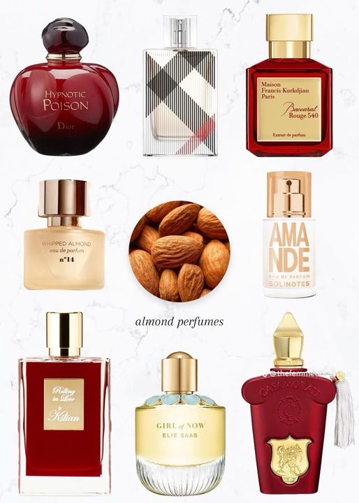 Almond Scented Perfume, H&m Perfume, Clean Fragrances For Women, How To Smell Like Almond, Almond Perfume, Mfk Baccarat Rouge 540, Almond Fragrance, Girl Of Now, Almond Scent