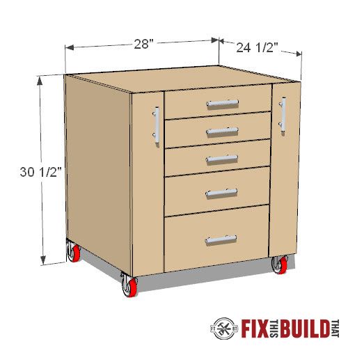 a drawing of a four drawer file cabinet with measurements for the drawers on each side