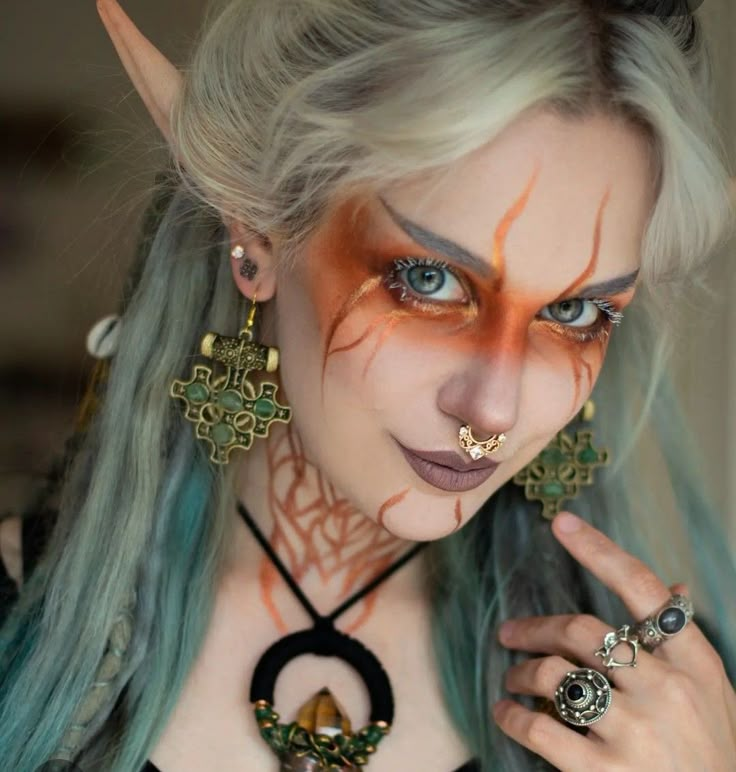 Wood Elf Makeup, Druid Makeup, Coven Dress, Fairy Eye Makeup, Warrior Makeup, Fairy Make-up, Halloweenský Makeup, Elf Cosplay, Makeup Drawing