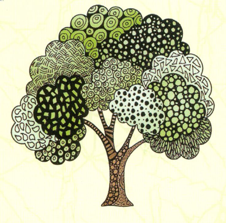 a drawing of a tree with circles on it