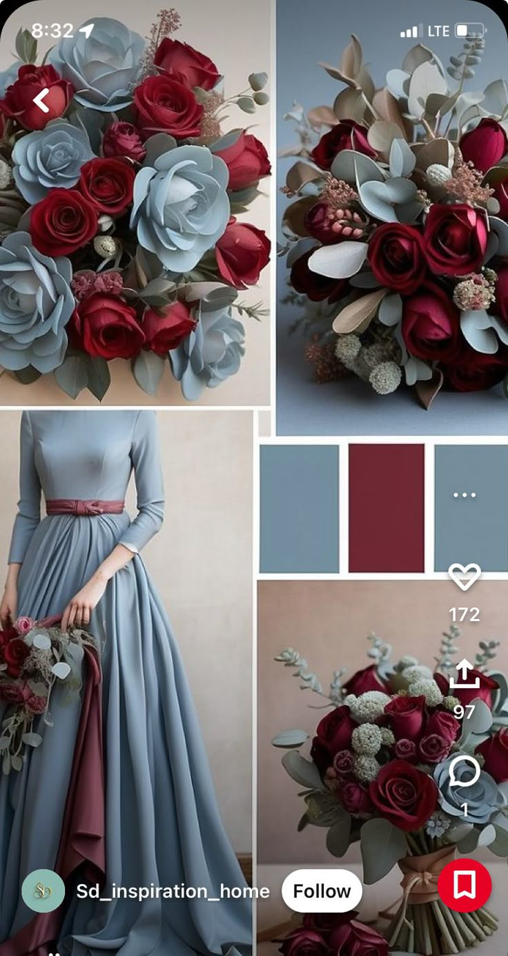 a collage of photos with flowers and colors in the same color scheme, including red