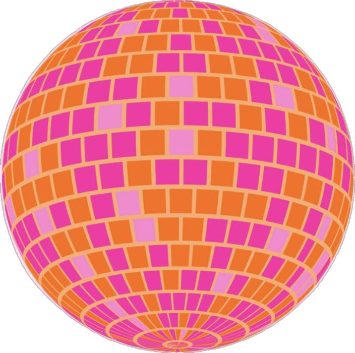 an orange and pink ball with squares on it